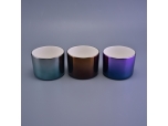 short ceramic round candle vessel with gradient glaze