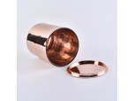 solid rose gold electroplating cylinder glass candle jar with lid