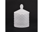 solid white elegant glass candle jar with lid