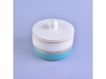 tealight holder with lid, bicolor ceramic candle jar