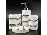 white color with black stripes ceramic 4 pieces bathroom ware accessory