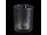 white frosting glass candle jar with laser ripple pattern