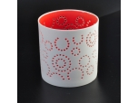 white perforating ceramic candle holder