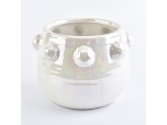 white shiny ceramic candle jar with emboss